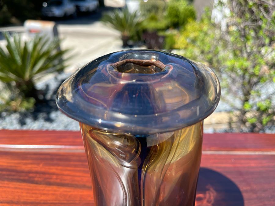 Signed Art Glass Vase By Michael Baylen (American, 20th Century) 7.5H [Photo 4]