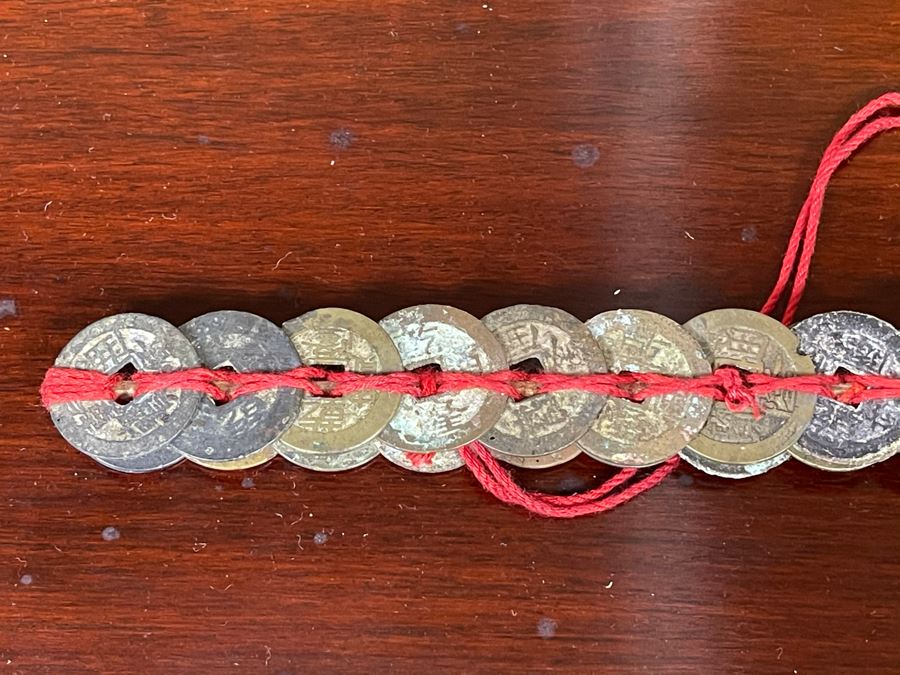 Vintage Chinese Tied Coin Art Sculpture In Form Of A Sword Good Luck Talisman 12L [Photo 9]