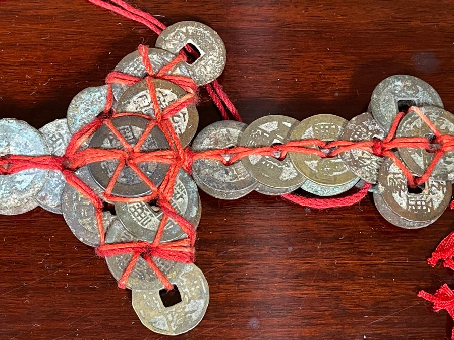 Vintage Chinese Tied Coin Art Sculpture In Form Of A Sword Good Luck Talisman 12L [Photo 8]