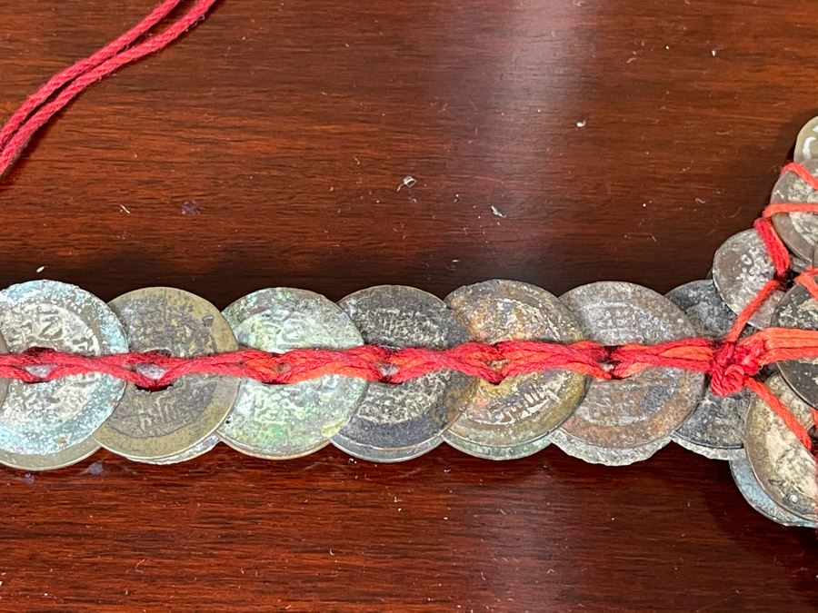 Vintage Chinese Tied Coin Art Sculpture In Form Of A Sword Good Luck Talisman 12L [Photo 5]