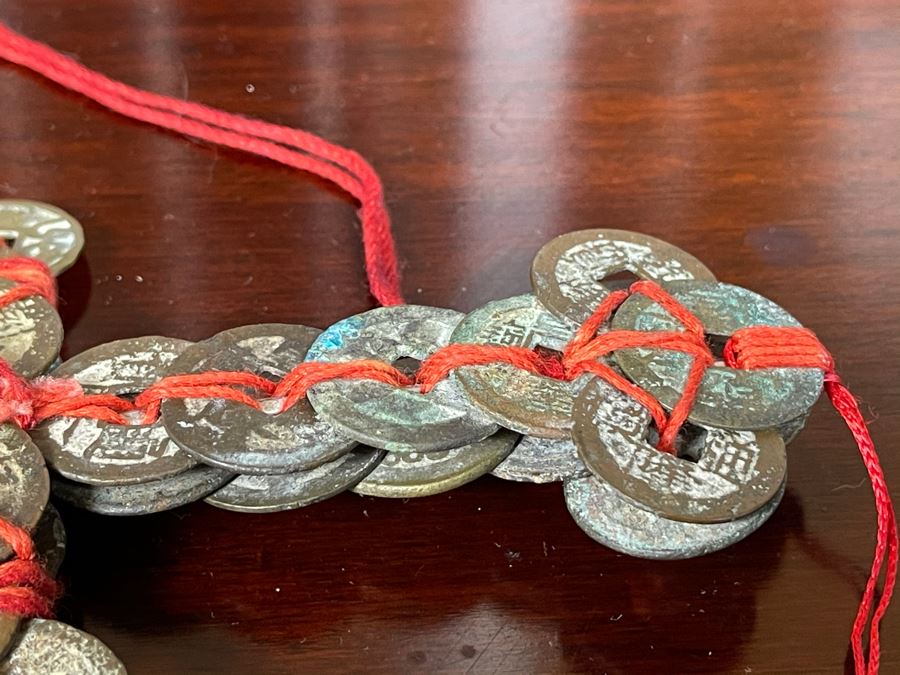 Vintage Chinese Tied Coin Art Sculpture In Form Of A Sword Good Luck Talisman 12L [Photo 7]