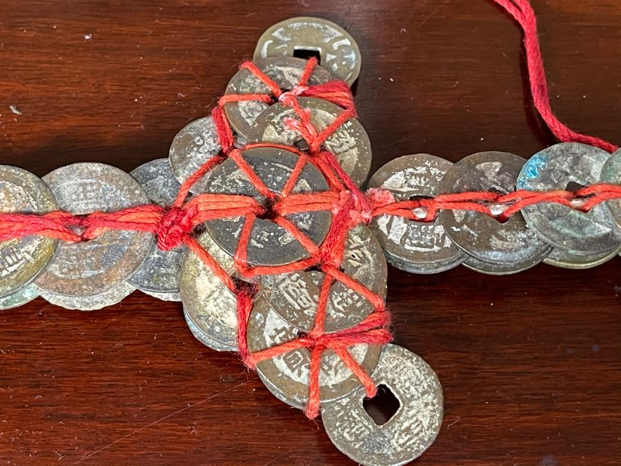 Vintage Chinese Tied Coin Art Sculpture In Form Of A Sword Good Luck Talisman 12L [Photo 6]