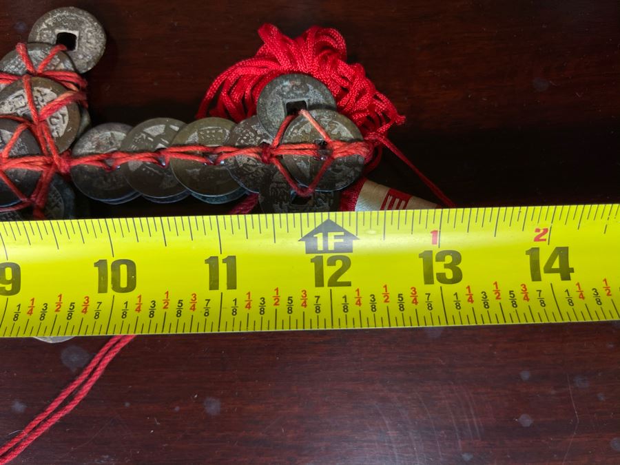 Vintage Chinese Tied Coin Art Sculpture In Form Of A Sword Good Luck Talisman 12L [Photo 10]