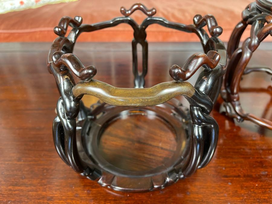 Pair Of Chinese Rosewood Wooden Stands 7H [Photo 8]