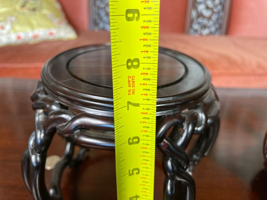 Pair Of Chinese Rosewood Wooden Stands 7H [Photo 10]
