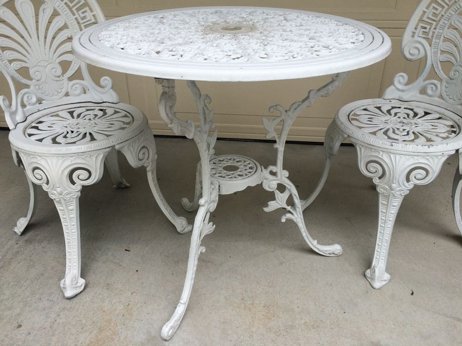White Aluminum Bistro Table and Chairs [Photo 2]