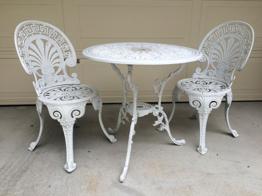 White Aluminum Bistro Table and Chairs [Photo 1]