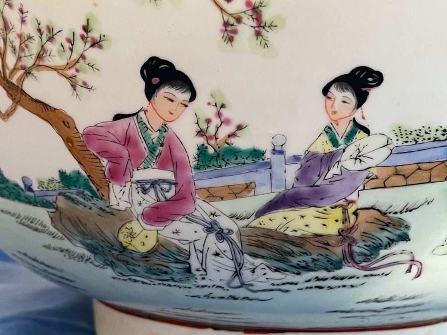 Vintage Chinese Famille Rose Bowl 14R With Matching Cups (Apx 34 Cups) [Photo 15]