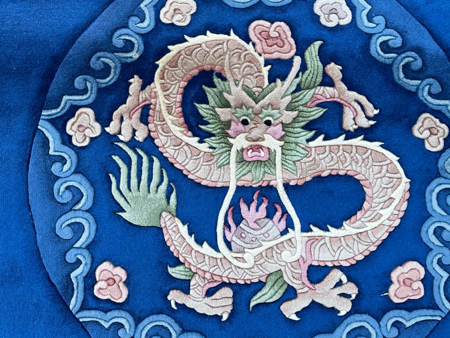 Large Thick Pile Peking Chinese Area Rug With Dragon Design Apx 9' X 12' (Needs To Be Cleaned) [Photo 7]