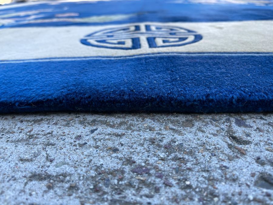 Large Thick Pile Peking Chinese Area Rug With Dragon Design Apx 9' X 12' (Needs To Be Cleaned) [Photo 16]