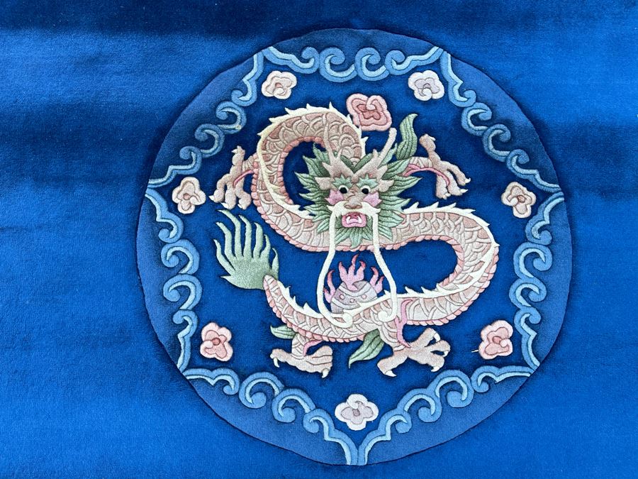 Large Thick Pile Peking Chinese Area Rug With Dragon Design Apx 9' X 12' (Needs To Be Cleaned) [Photo 6]