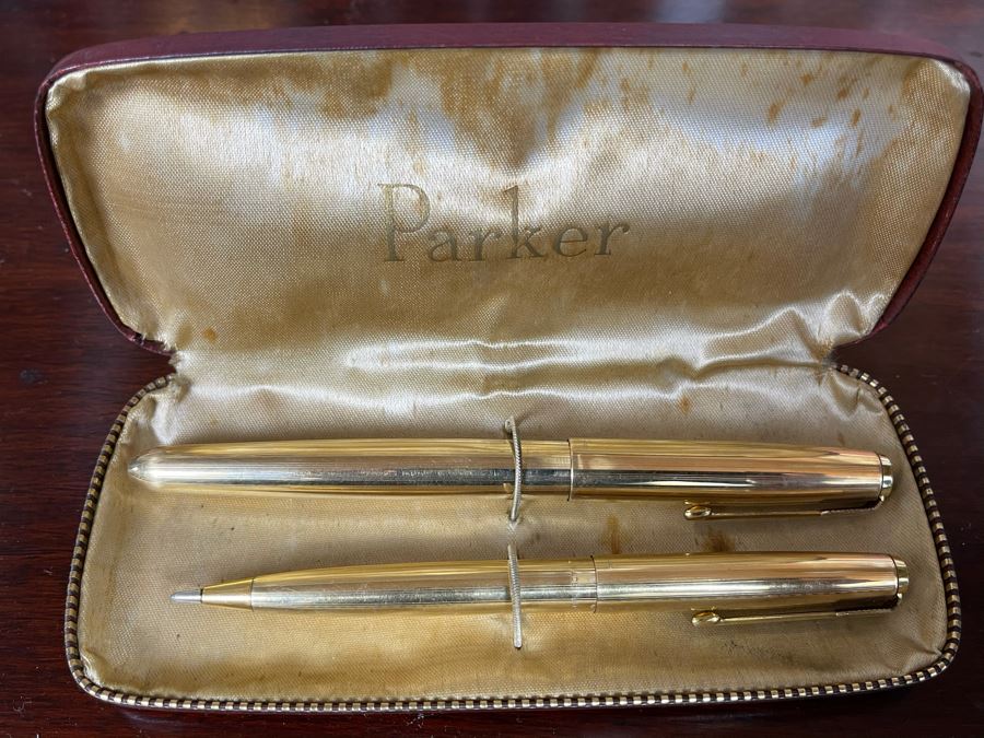 Vintage Parker Foutain Pen And Ballpoint Pen Set With Case [Photo 2]