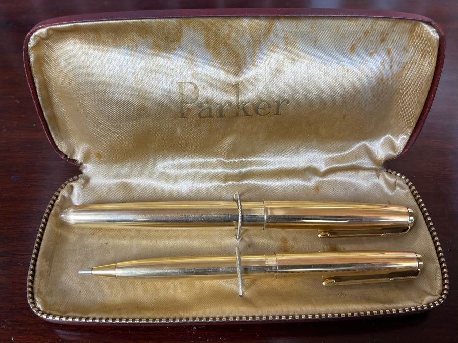 Vintage Parker Foutain Pen And Ballpoint Pen Set With Case [Photo 1]