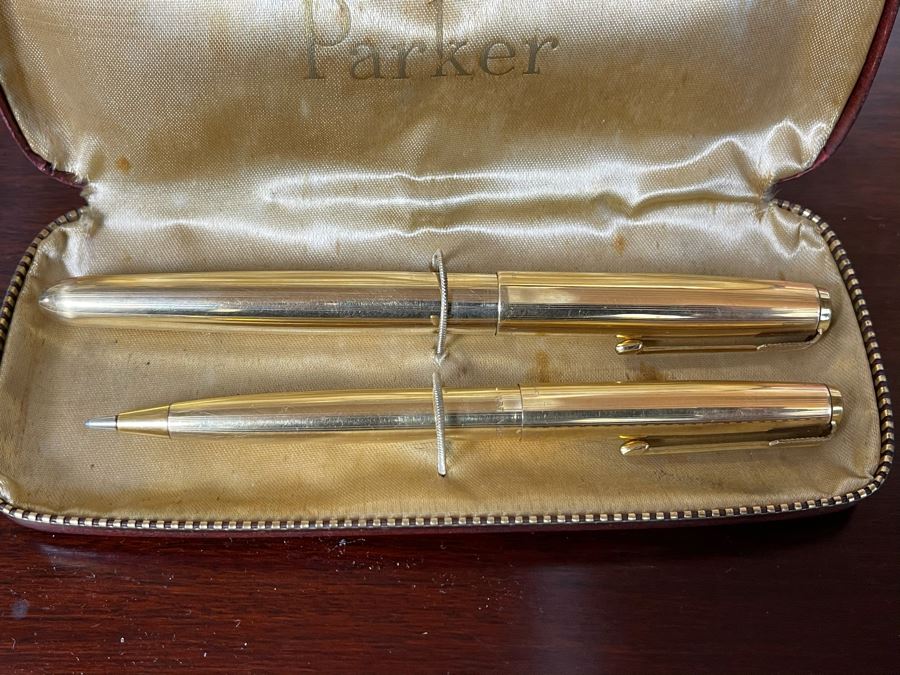 Vintage Parker Foutain Pen And Ballpoint Pen Set With Case [Photo 3]