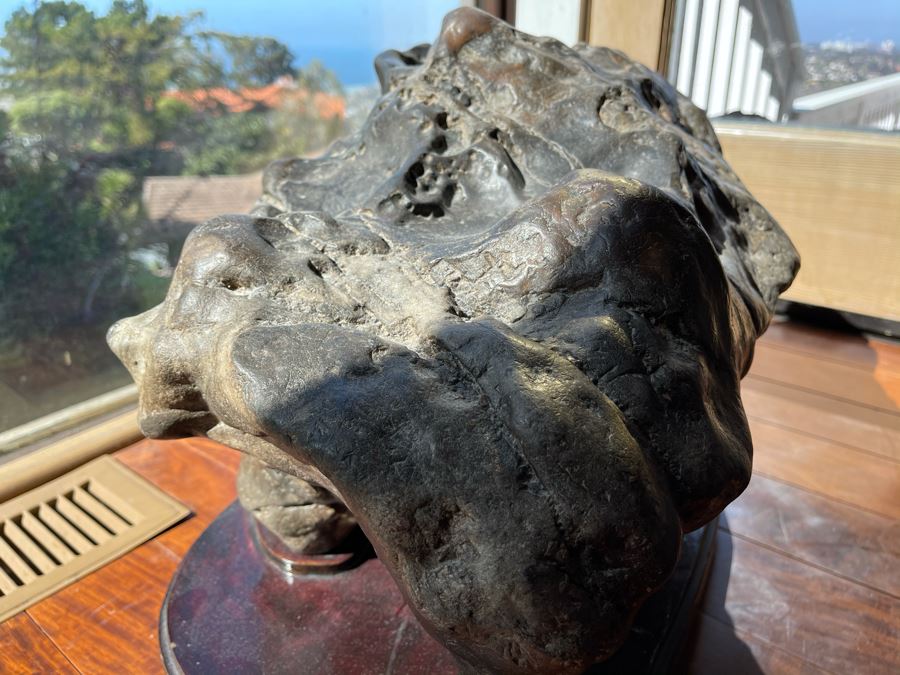 Antique Chinese Gongshi Scholars Rock River Stone With Custom Wooden Stand (Very Heavy) 27W X 15D X 14H [Photo 11]