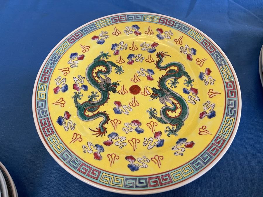 Large Chinese Porcelain China Set With Dragon Design [Photo 19]