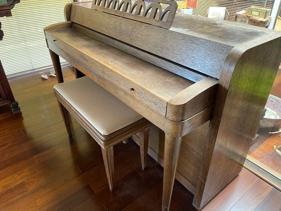 Mid-Century Baldwin Upright Piano With Bench 5'W X 25D X 3'H [Photo 4]