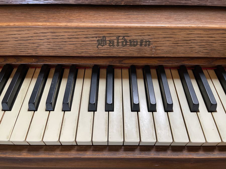 Mid-Century Baldwin Upright Piano With Bench 5'W X 25D X 3'H [Photo 7]