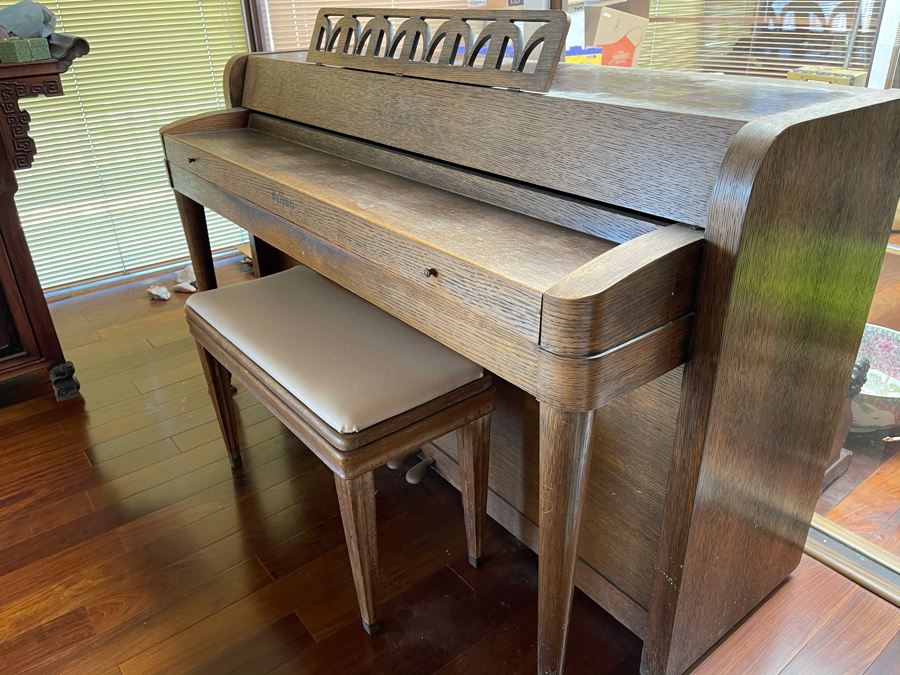 Mid-Century Baldwin Upright Piano With Bench 5'W X 25D X 3'H [Photo 3]