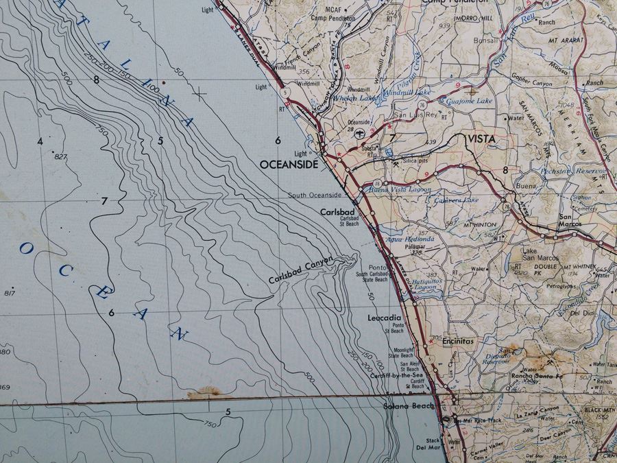 Topographical Southern California Map - 33' x 29'