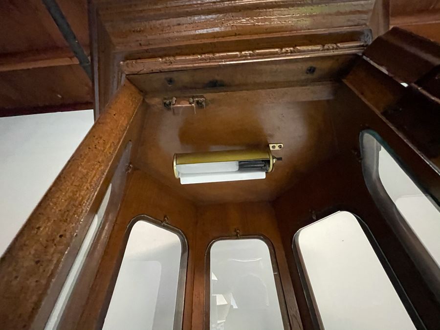 Vintage Wooden Curio Display Cabinet With Overhead Light [Photo 8]