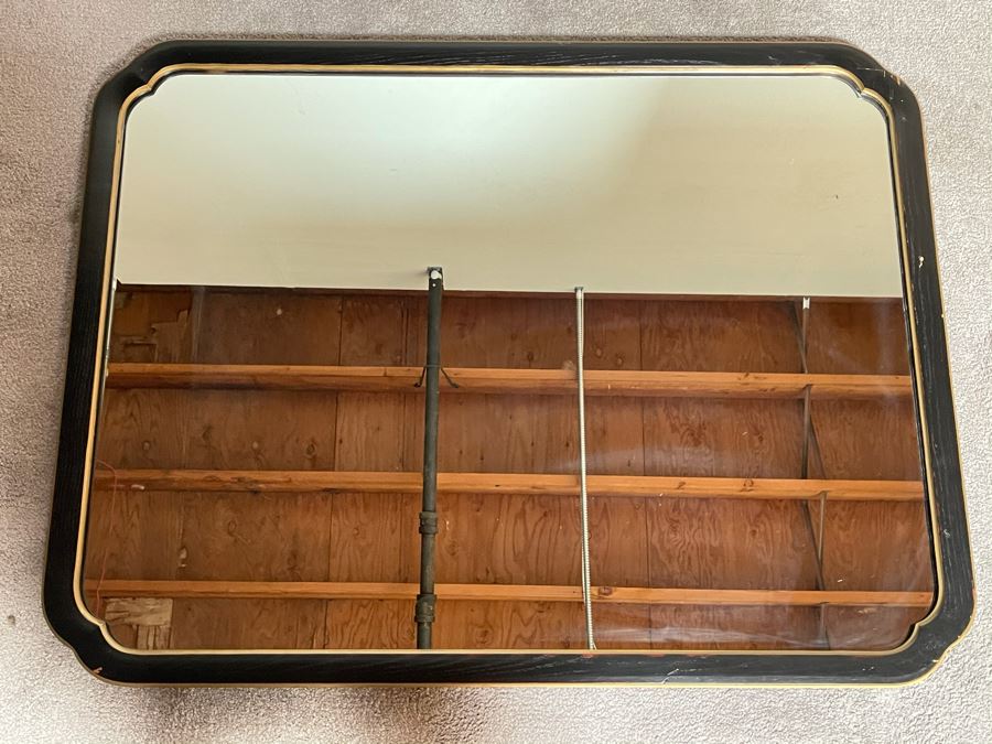 Vintage Black Wooden Mirror By Davis Cabinet Co 42 X 33