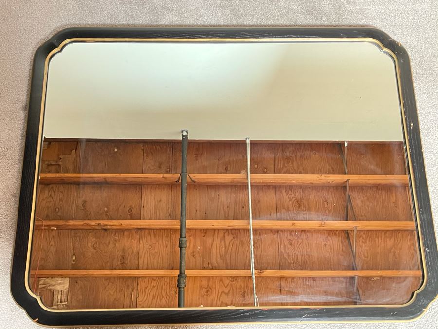 Vintage Black Wooden Mirror By Davis Cabinet Co 42 X 33 [Photo 2]