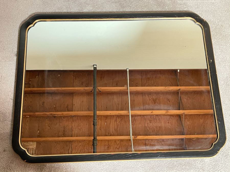 Vintage Black Wooden Mirror By Davis Cabinet Co 42 X 33 [Photo 5]