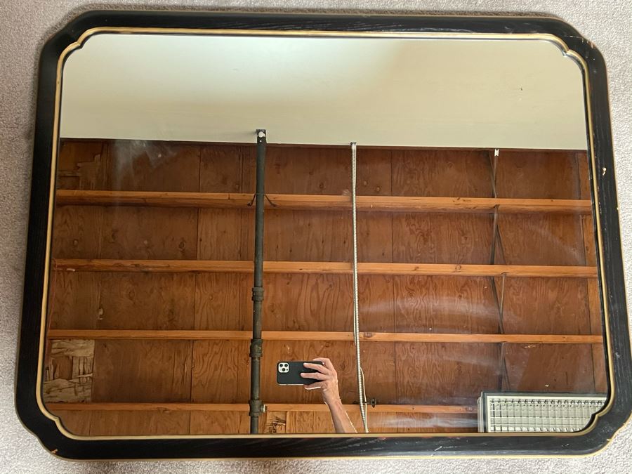 Vintage Black Wooden Mirror By Davis Cabinet Co 42 X 33 [Photo 3]