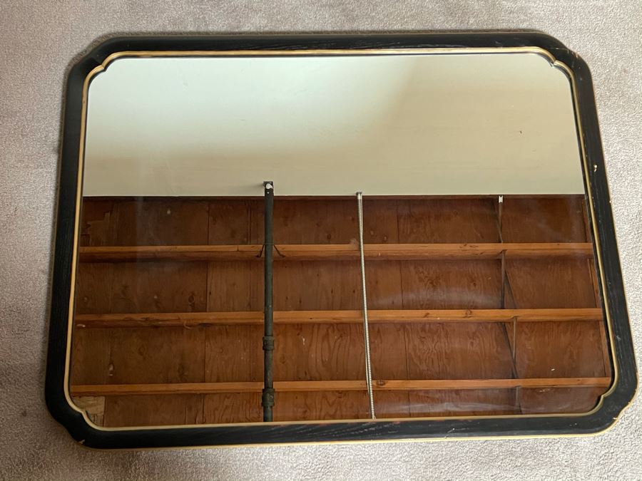 Vintage Black Wooden Mirror By Davis Cabinet Co 42 X 33 [Photo 4]