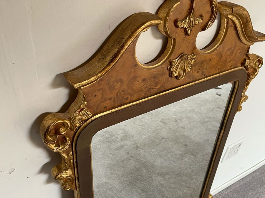 Vintage Italian Gilt Wooden Walnut Wall Mirror 28W X 48H [Photo 3]