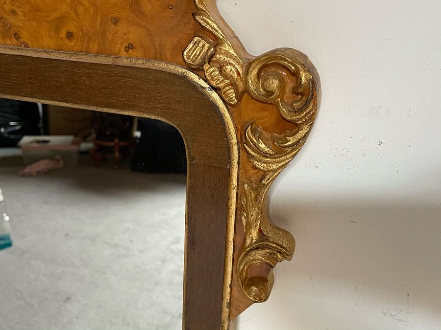 Vintage Italian Gilt Wooden Walnut Wall Mirror 28W X 48H [Photo 4]
