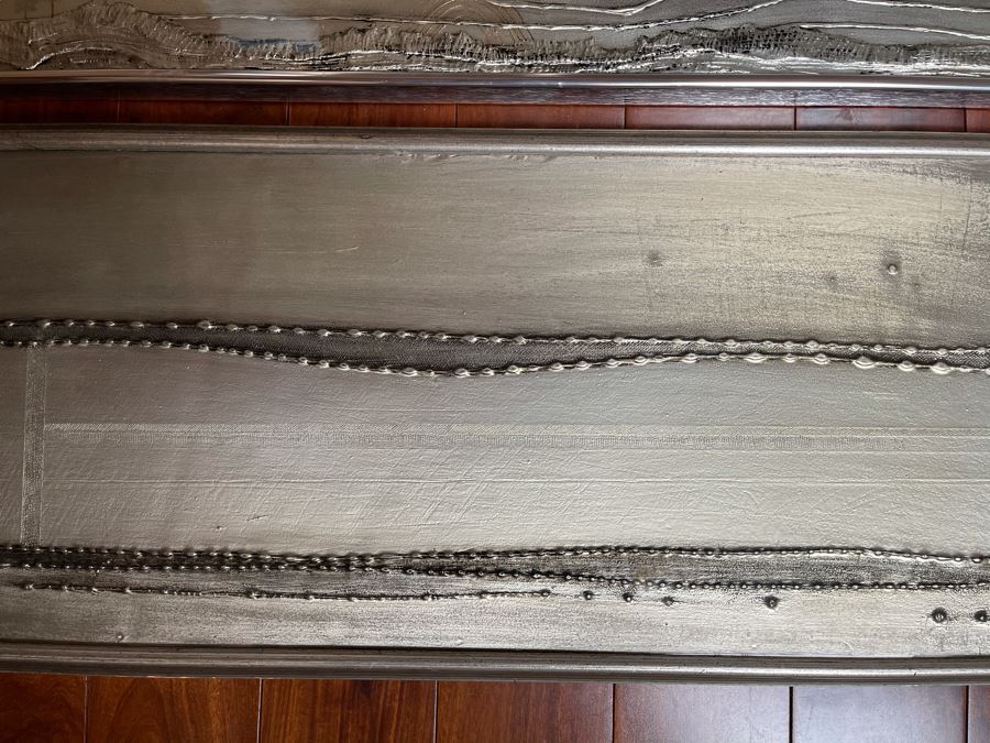 Vintage 1977 Original Triptych Silver And Black Landscape Artwork Signed Ching Largest Frame Is 29'W [Photo 3]