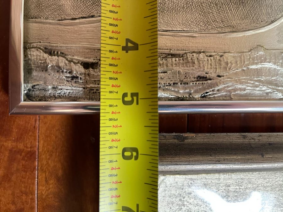 Vintage 1977 Original Triptych Silver And Black Landscape Artwork Signed Ching Largest Frame Is 29'W [Photo 8]