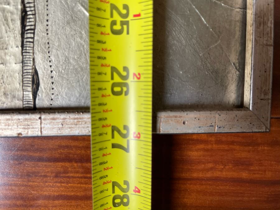 Vintage 1977 Original Triptych Silver And Black Landscape Artwork Signed Ching Largest Frame Is 29'W [Photo 9]