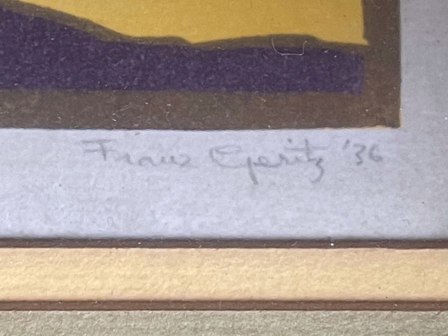 Frank Geritz (1895-1945) Hand Signed Woodblock Print Titled 'Sunrays In The Redwoods' Signed And Dated 1936 - 9 X 13 [Photo 5]