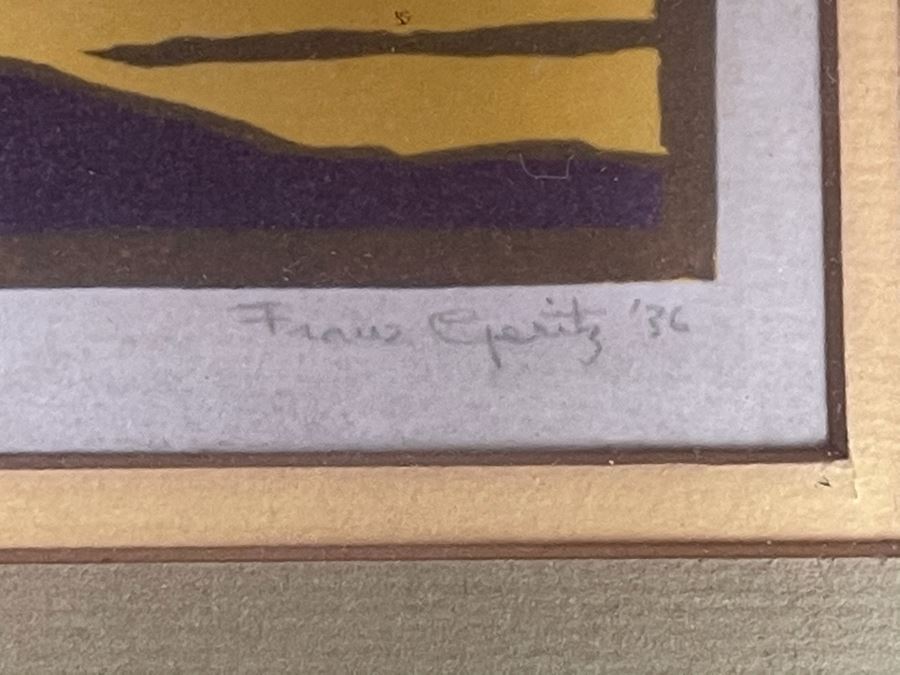 Frank Geritz (1895-1945) Hand Signed Woodblock Print Titled 'Sunrays In The Redwoods' Signed And Dated 1936 - 9 X 13 [Photo 4]