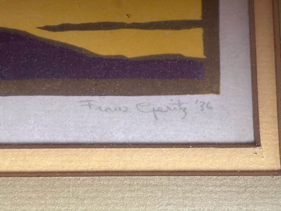 Frank Geritz (1895-1945) Hand Signed Woodblock Print Titled 'Sunrays In The Redwoods' Signed And Dated 1936 - 9 X 13 [Photo 6]