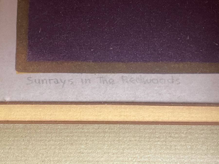 Frank Geritz (1895-1945) Hand Signed Woodblock Print Titled 'Sunrays In The Redwoods' Signed And Dated 1936 - 9 X 13 [Photo 7]