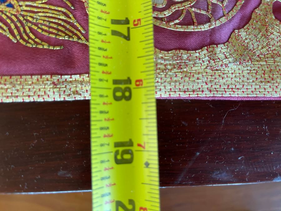 Chinese Embroidery Table Runner Featuring Dragons And Peacock 43 X 18 [Photo 11]