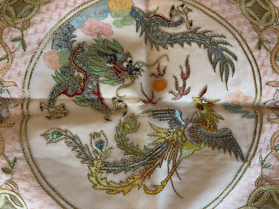 Pair Of Chinese Pillow Covers Featuring Dragon Design 50% Silk 18W [Photo 4]