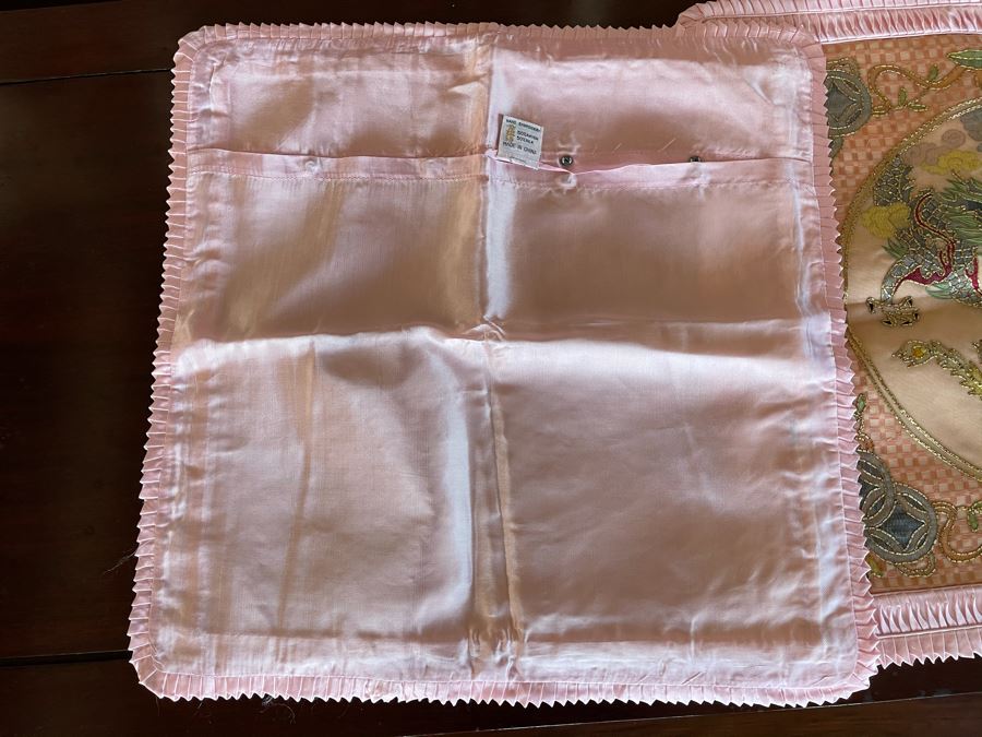 Pair Of Chinese Pillow Covers Featuring Dragon Design 50% Silk 18W [Photo 8]