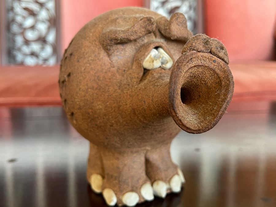 Elephant Pottery Figurine 5H [Photo 2]