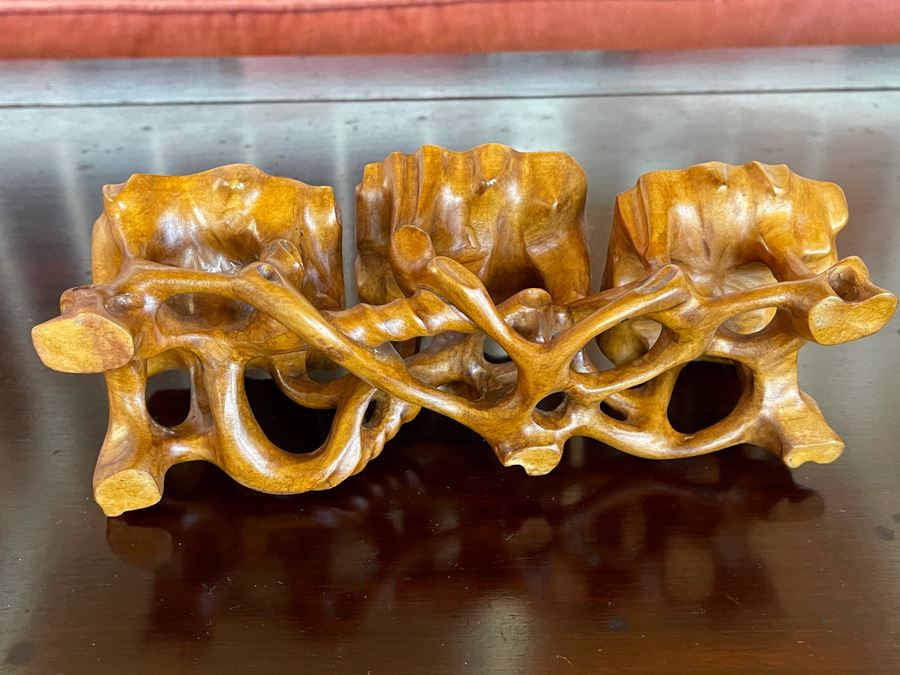 Vintage Carved Wooden 3-Step Stand 8.5W X 3D X 3H [Photo 5]