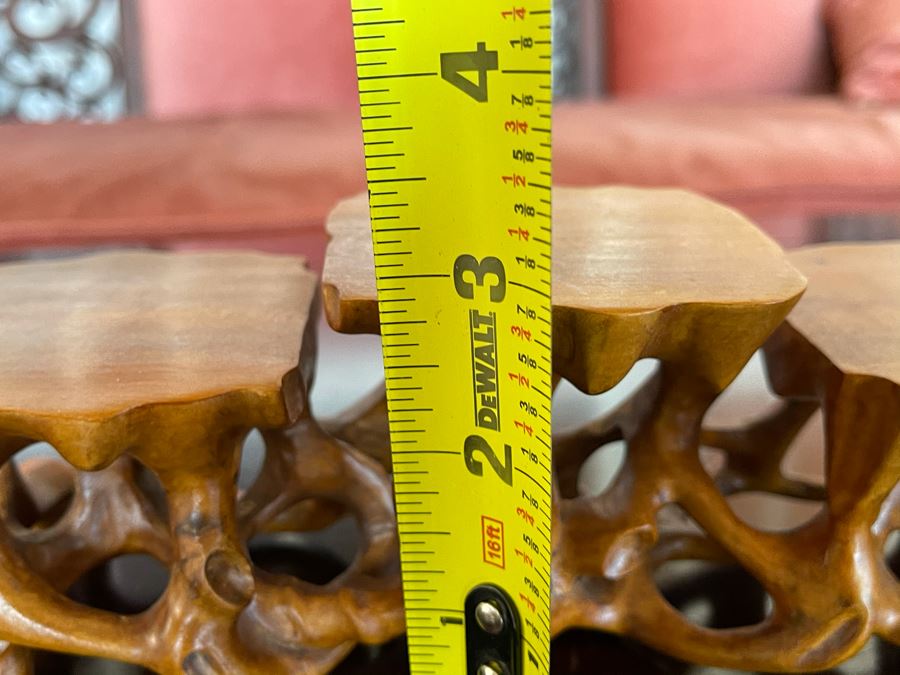 Vintage Carved Wooden 3-Step Stand 8.5W X 3D X 3H [Photo 8]
