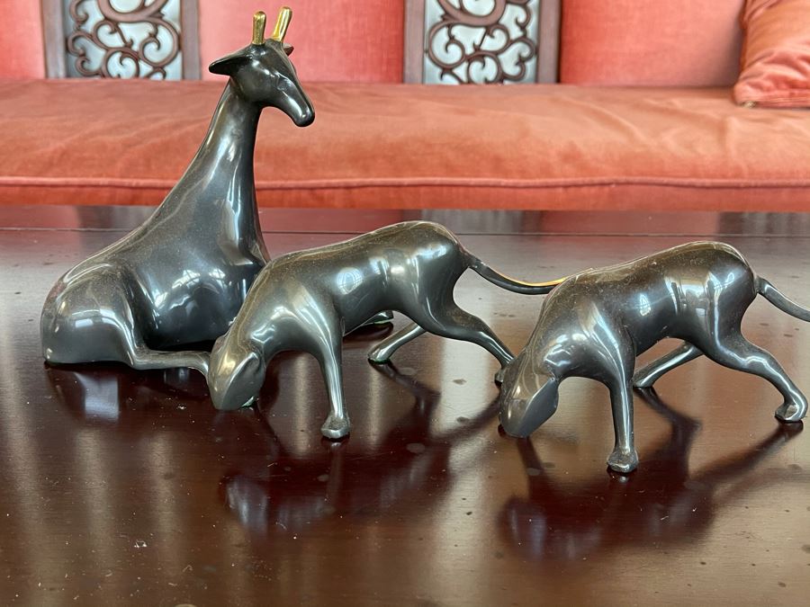 Set Of Three Brass Animals Figurines