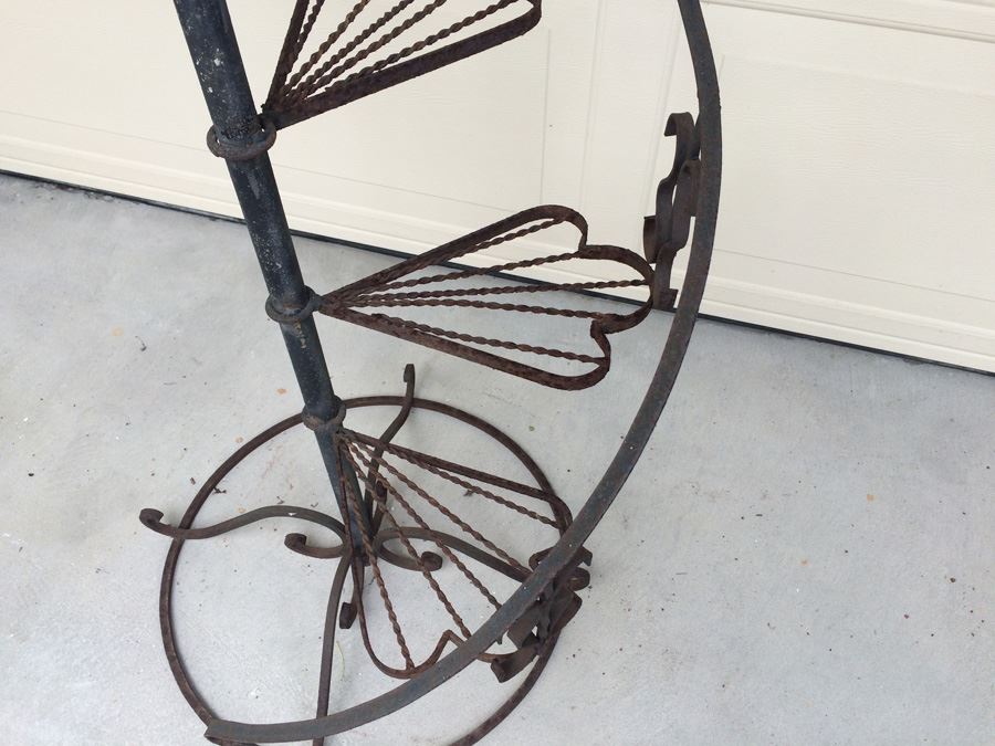 Wrought Iron Spiral Plant Stand - 22' Wide x 38 1/2' Tall