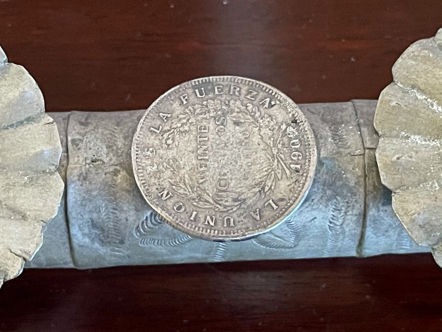 Decorative Brass Wand Featuring Antique Bolivian Coins 21L [Photo 9]
