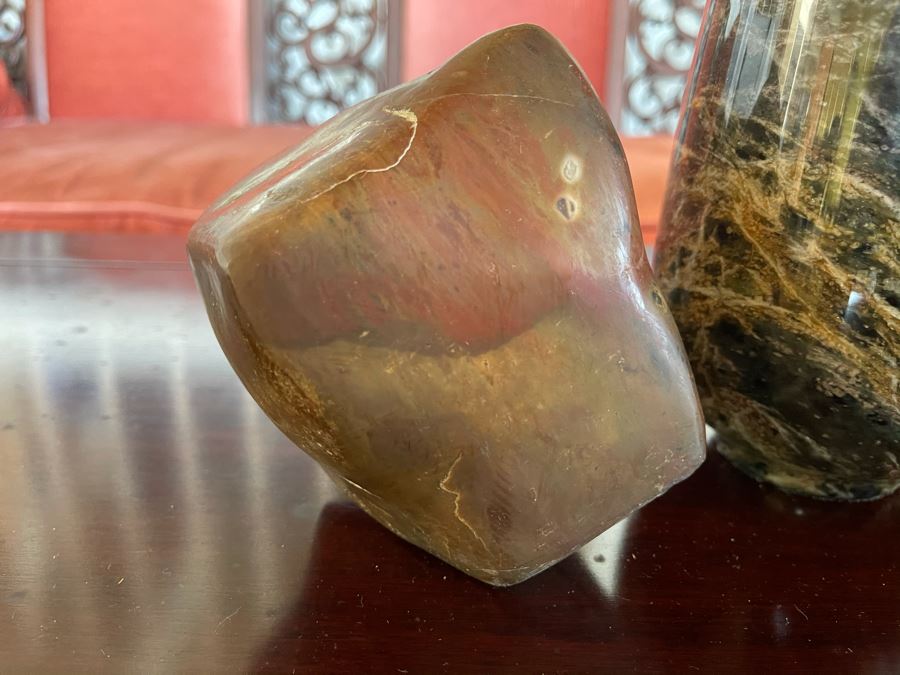 Stone Lot Featuring Turned Stone Vase 7H, Geode, Polished Pyramid Stone [Photo 9]