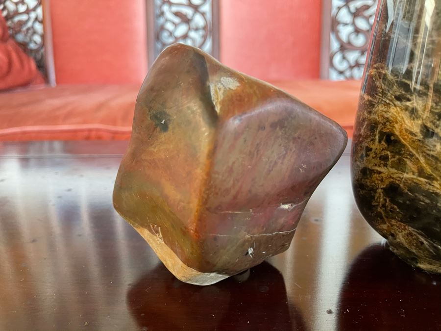 Stone Lot Featuring Turned Stone Vase 7H, Geode, Polished Pyramid Stone [Photo 8]